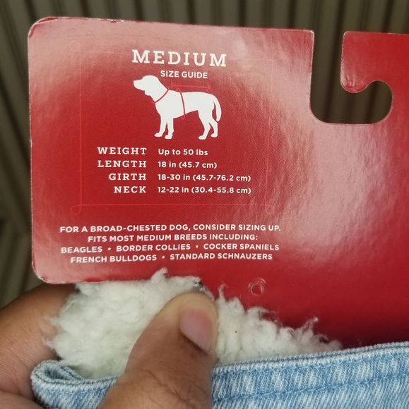 New Wondershop Pet Denim Dog Jacket with Sherpa Collar Size Medium - Picture 2 of 6